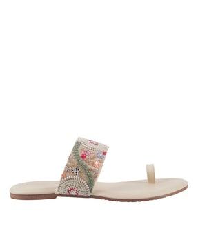 toe-ring flip-flops with suede upper