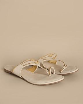 toe-ring sandals with braided accent