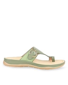 toe-ring sandals with buckle closure