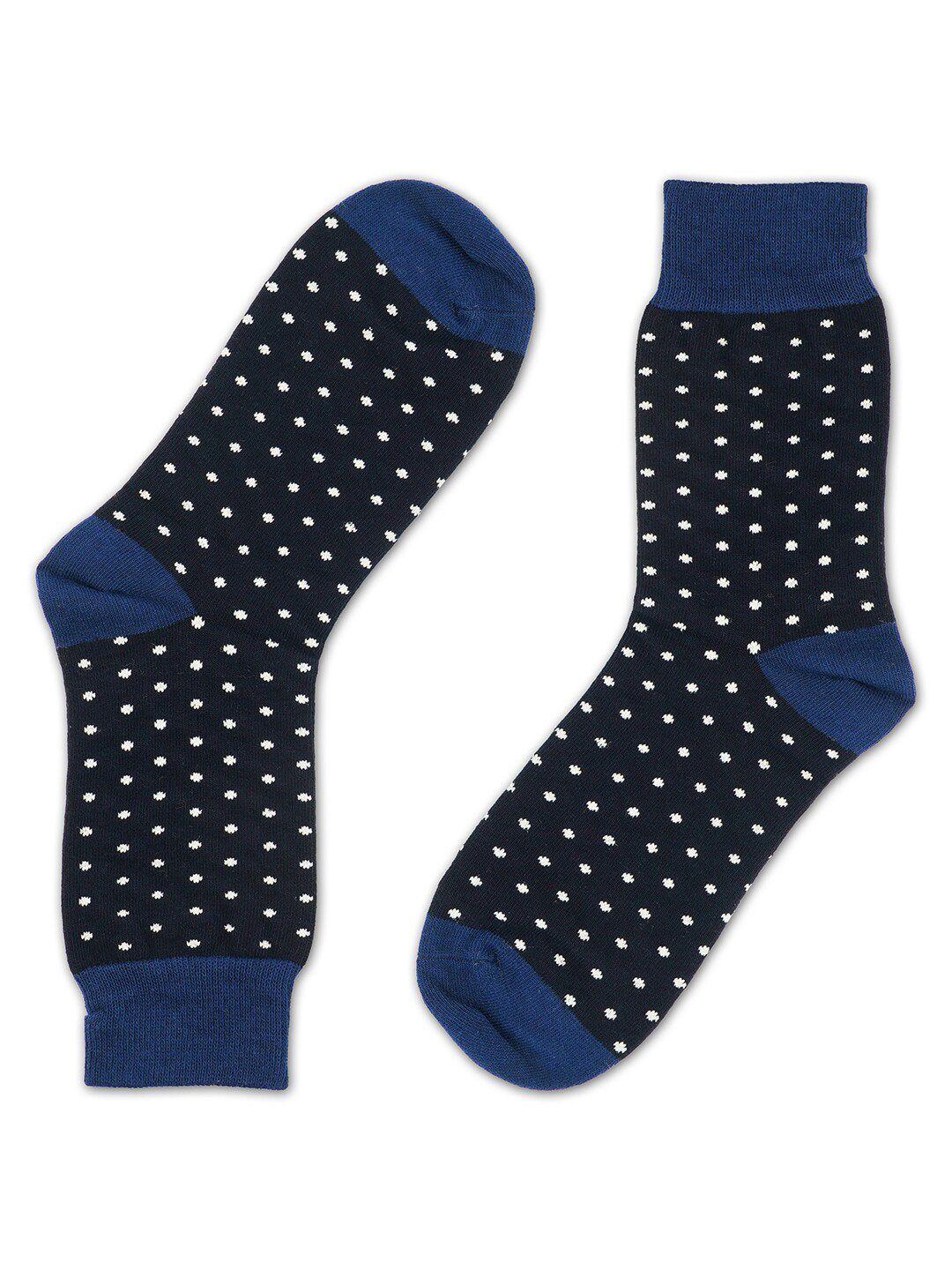 toffcraft men black & blue patterned above ankle length crew socks