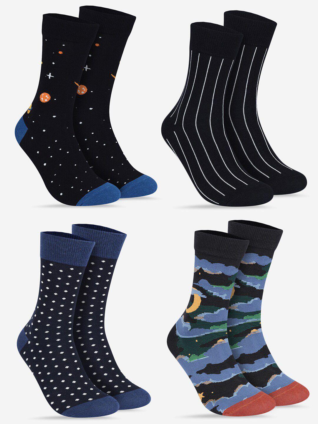 toffcraft unisex pack of 4 patterned calf length socks