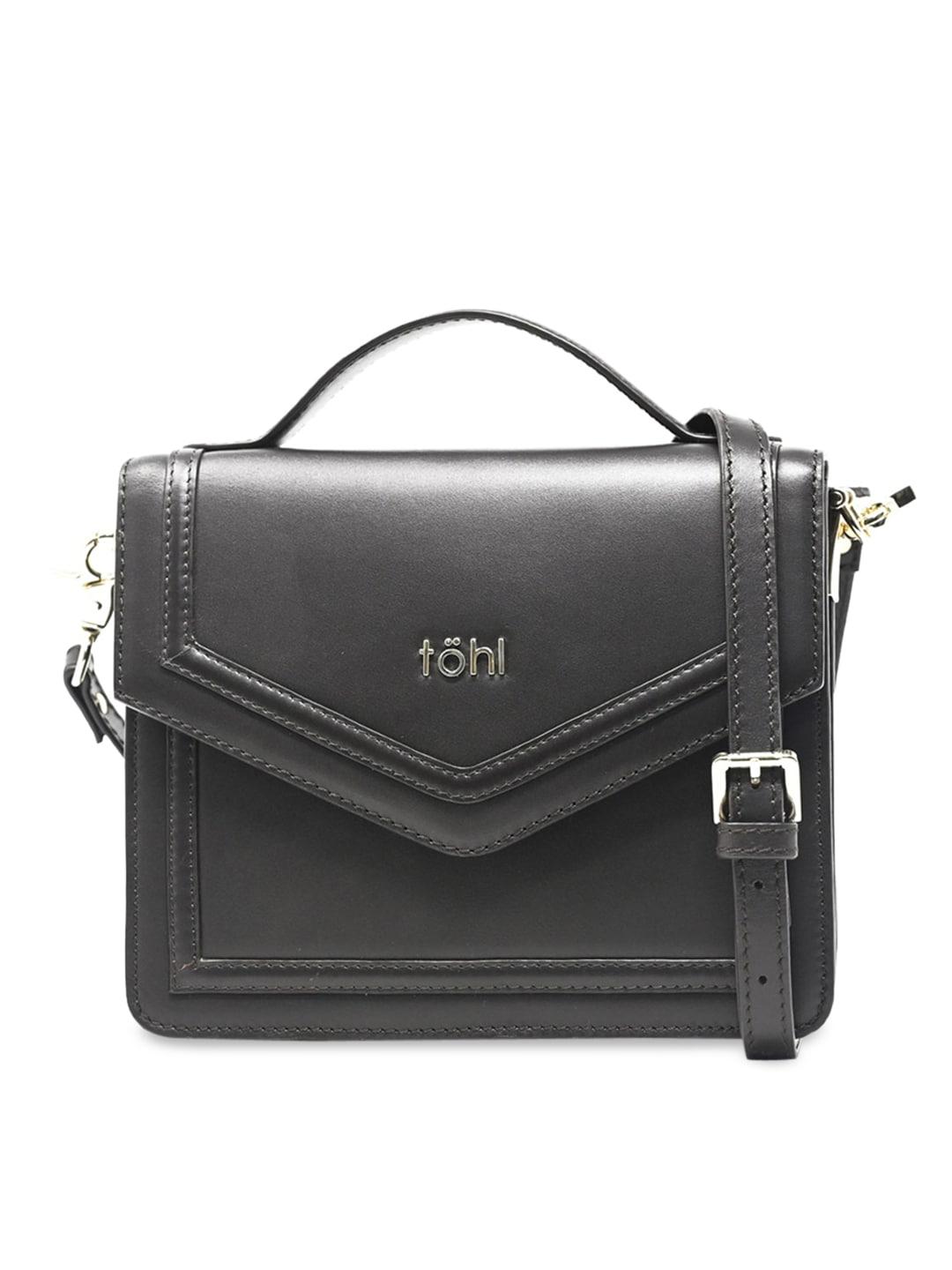 tohl black leather structured satchel