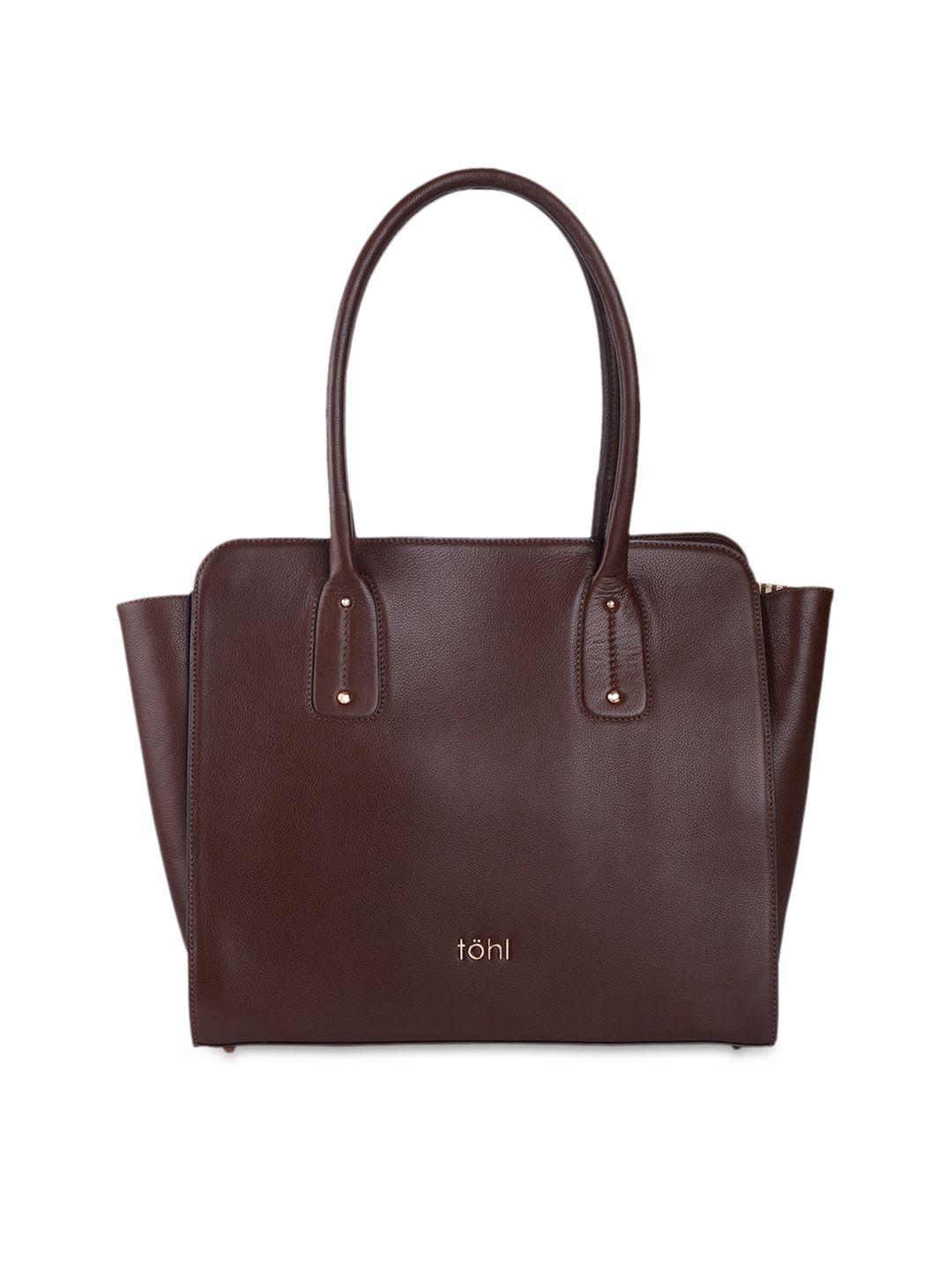 tohl brown solid tote bag