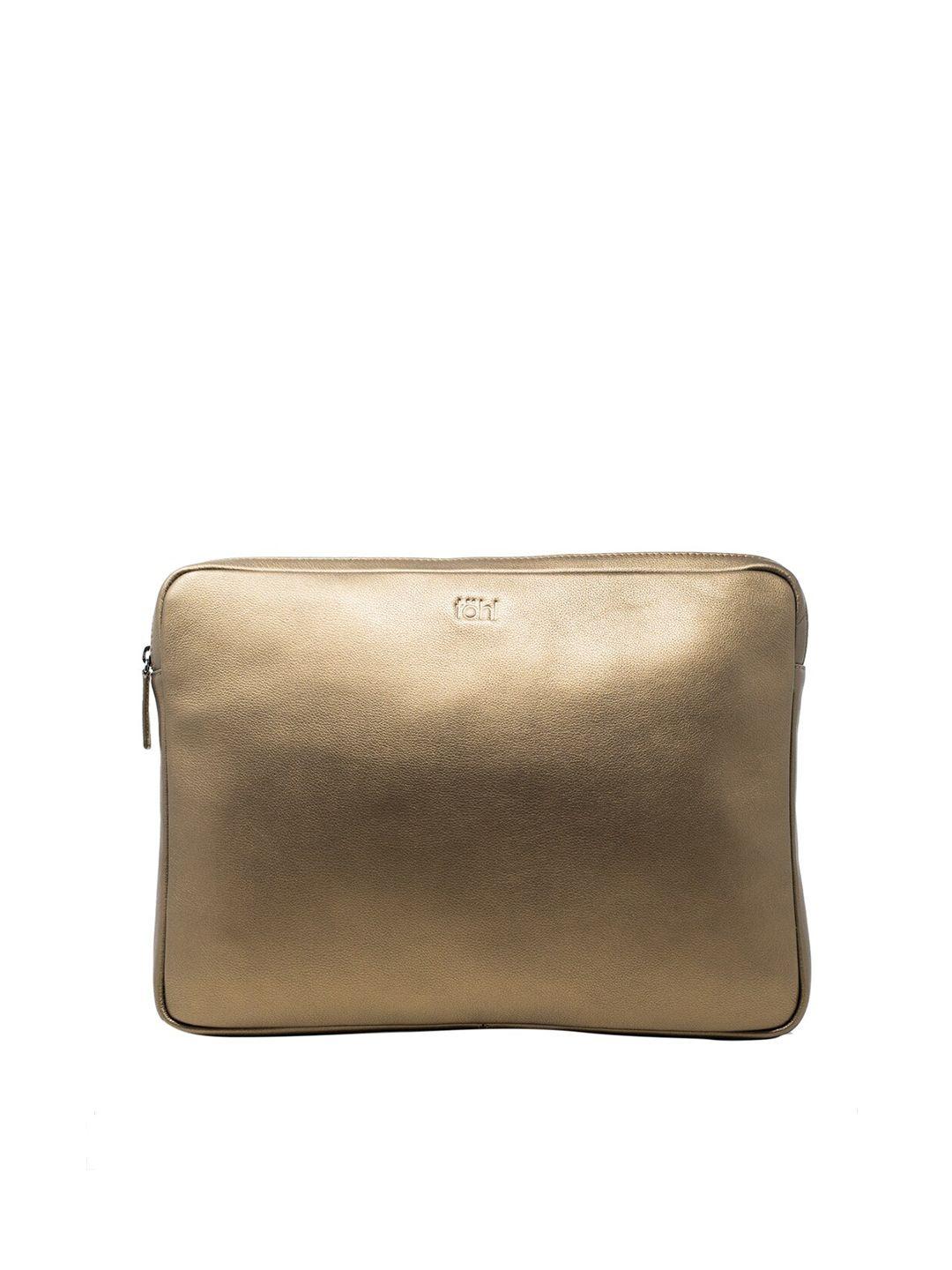 tohl unisex copper-toned leather laptop sleeve