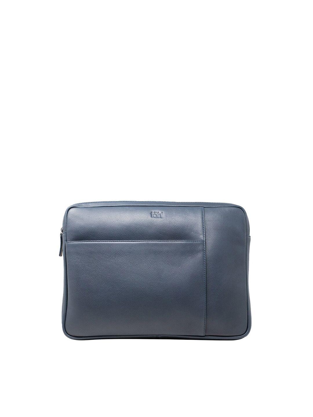 tohl unisex navy blue leather 13 inch laptop sleeve