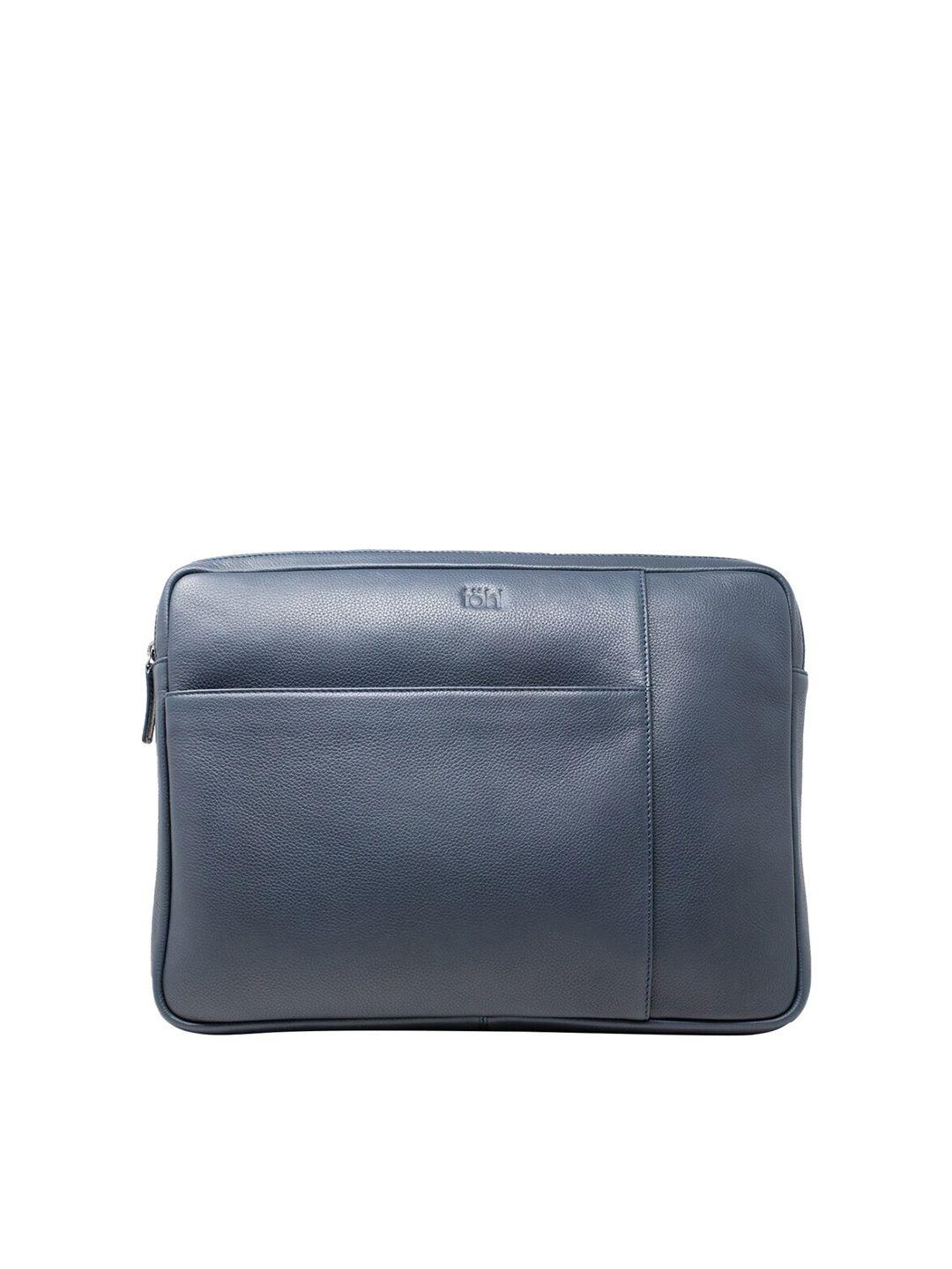 tohl unisex navy blue leather laptop sleeve