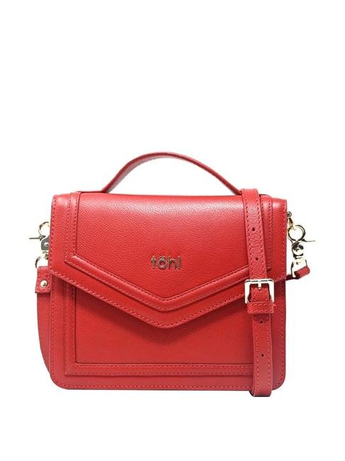 tohl avon red solid medium handbag