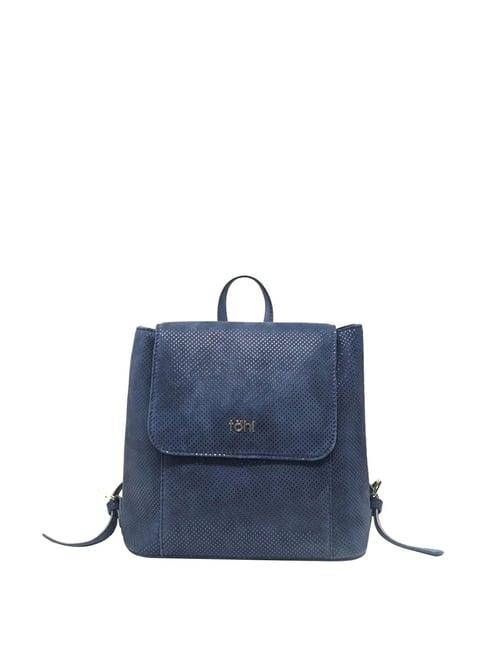 tohl belmont navy leather medium backpack