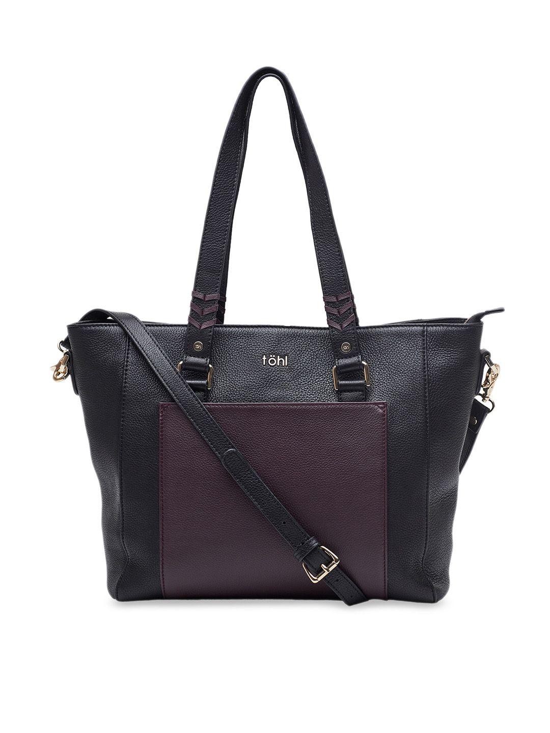 tohl black & purple colourblocked shoulder bag