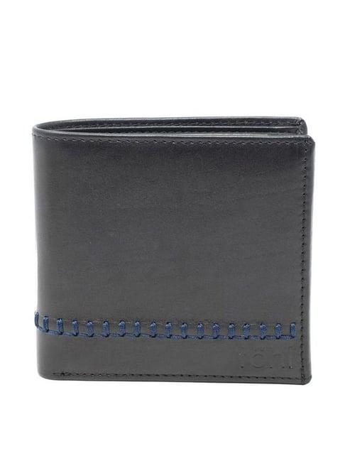 tohl black casual leather bi-fold wallet for men