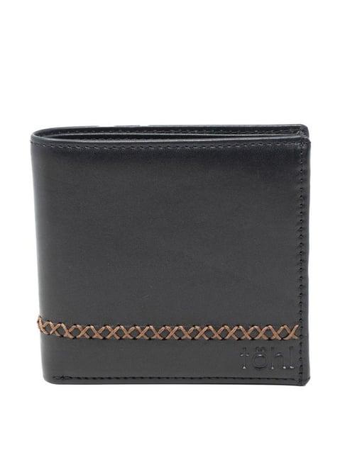 tohl black casual leather bi-fold wallet for men