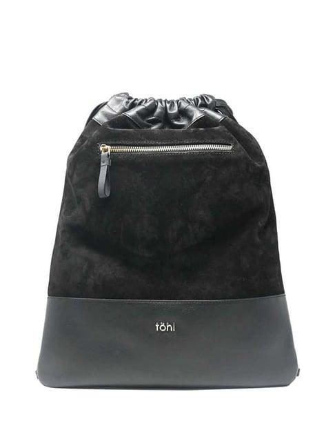 tohl black leather medium backpack