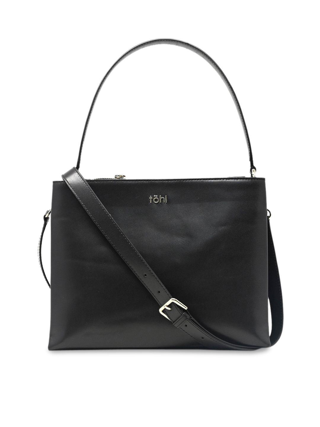 tohl black leather structured hobo bag