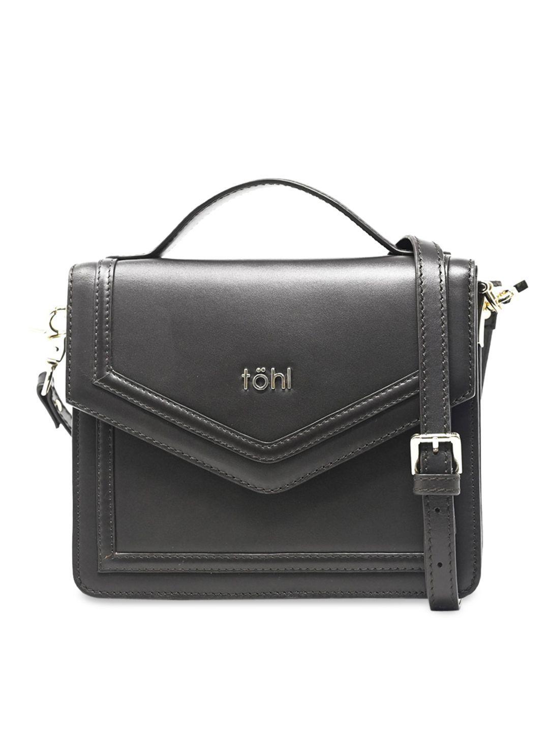 tohl black leather structured satchel