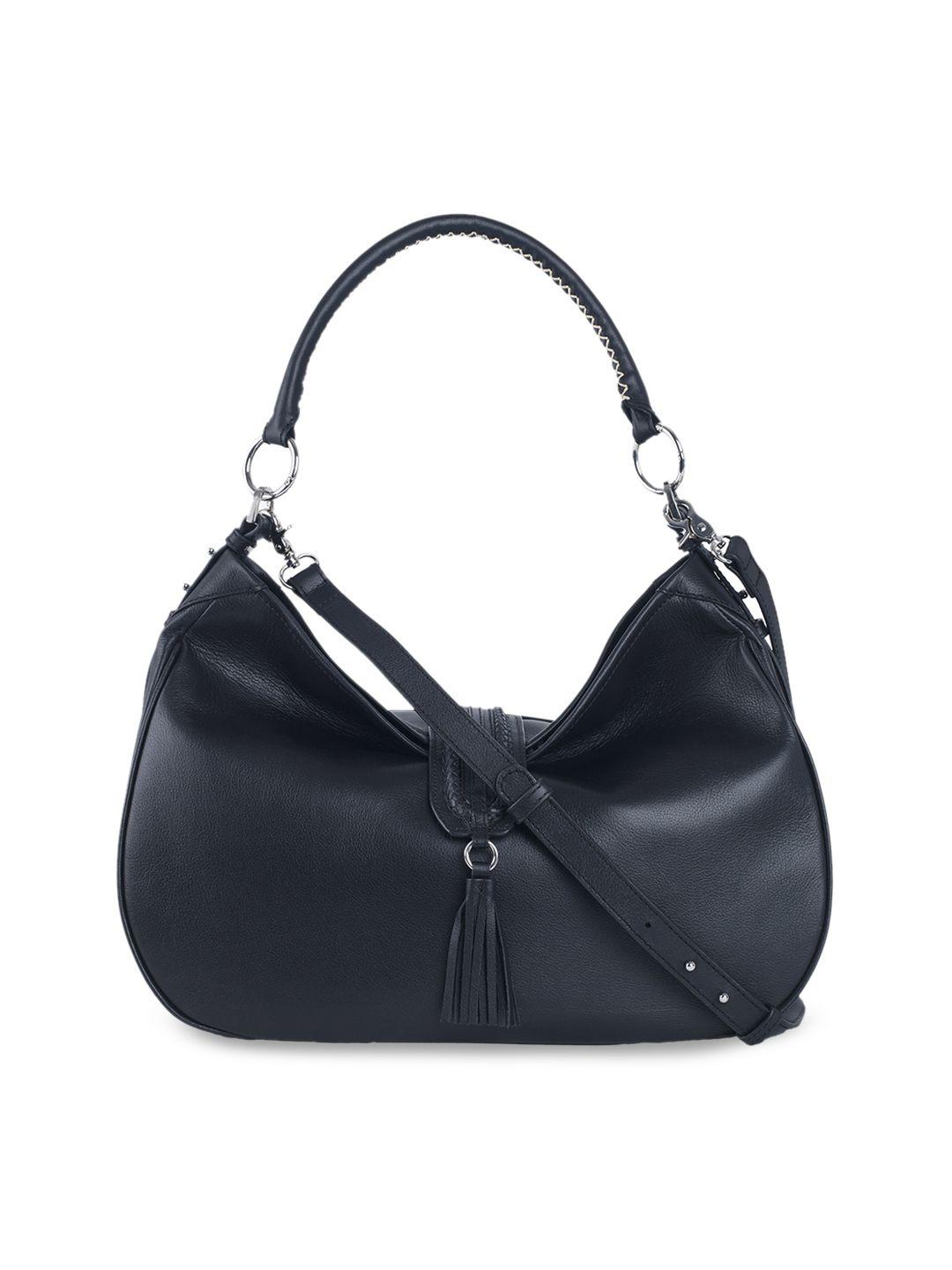 tohl black solid leather shoulder bag