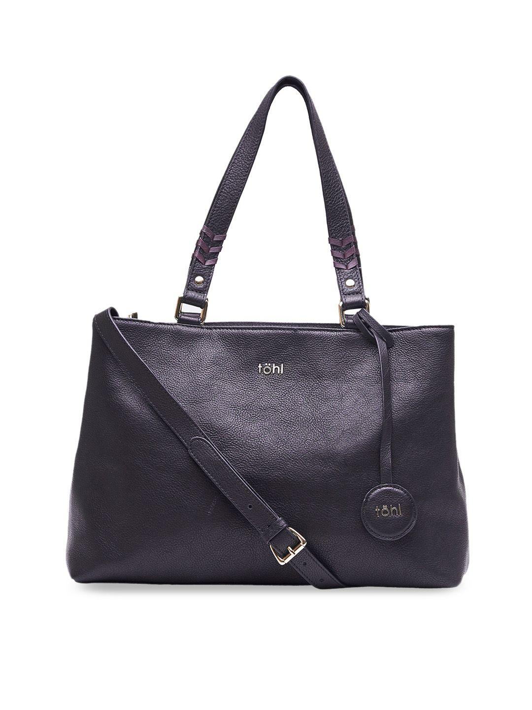 tohl black textured shoulder bag