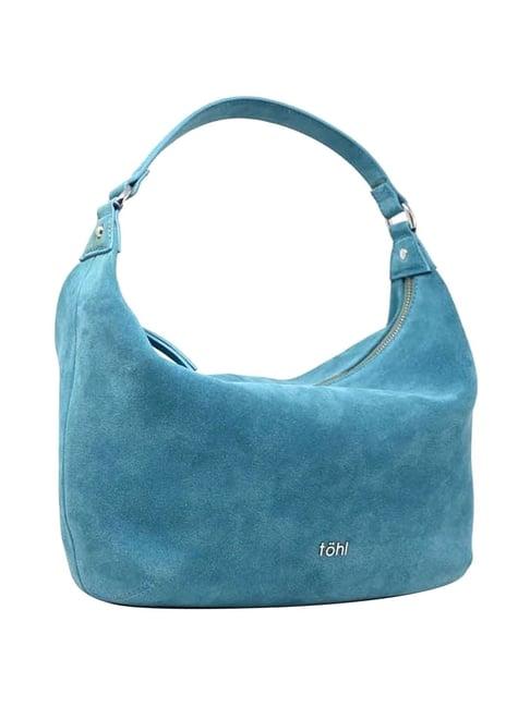 tohl blue solid large hobo handbag