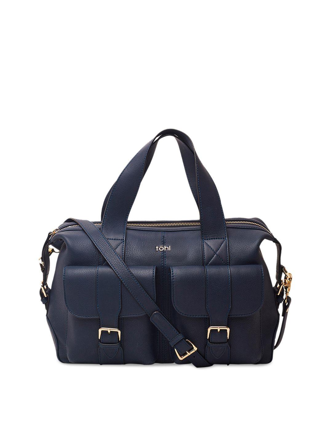 tohl blue solid leather handheld bag