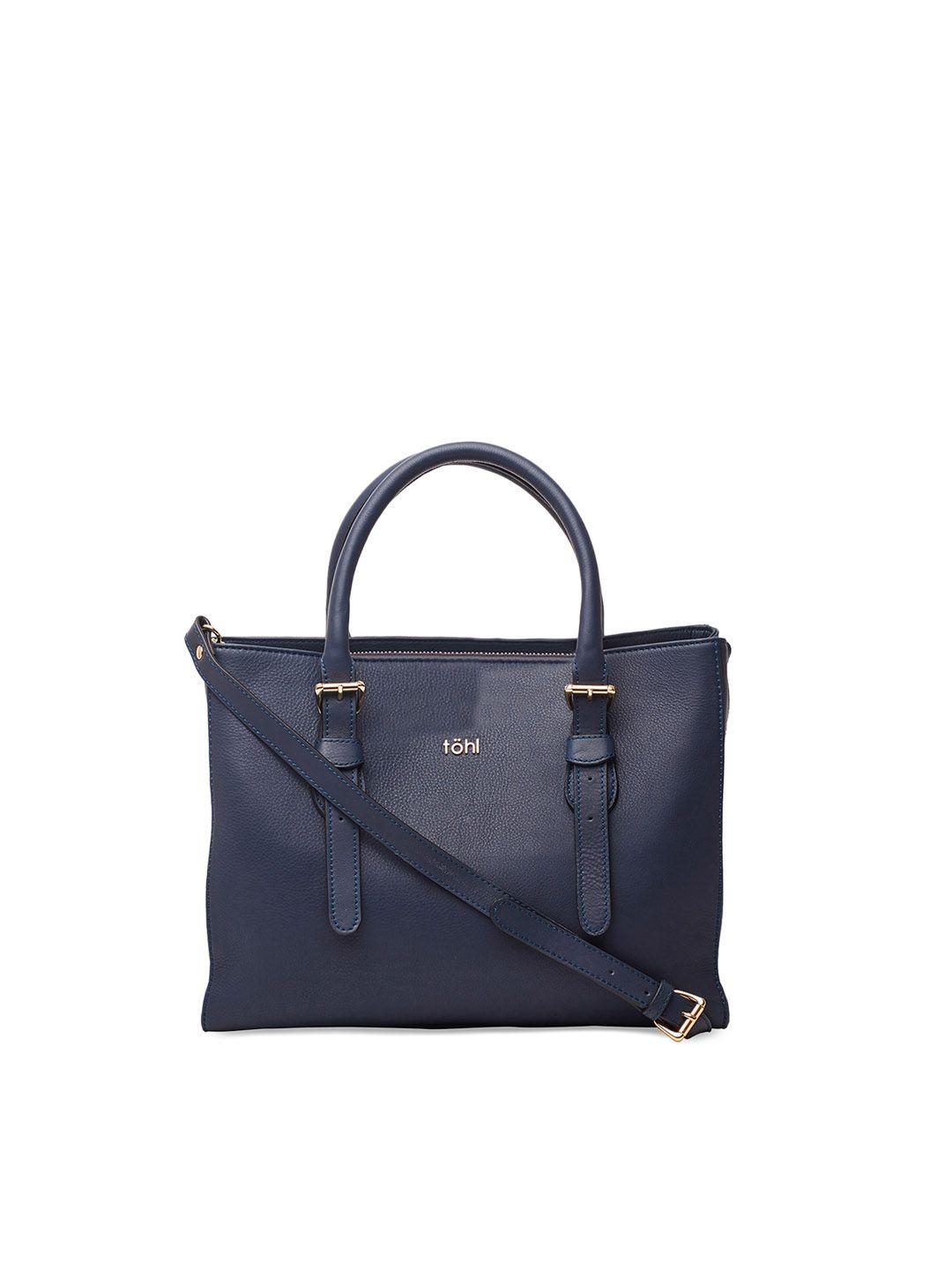 tohl blue textured leather handheld bag