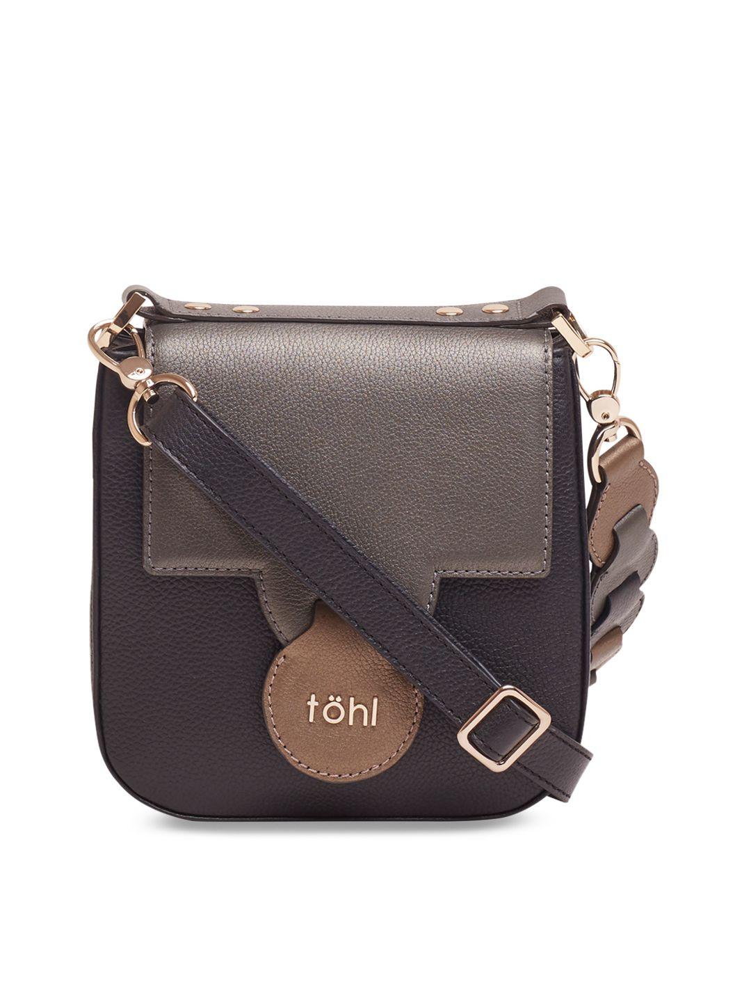 tohl charcoal & grey colourblocked sling bag