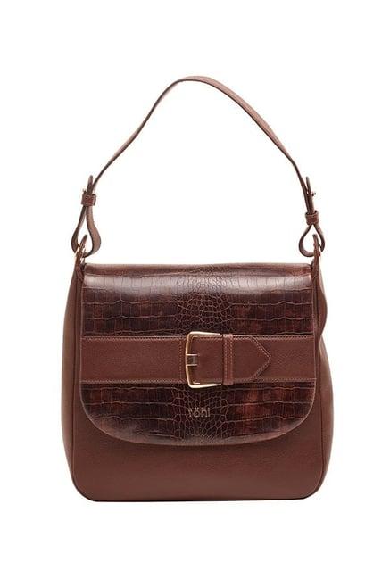 tohl chocolate & dark brown textured leather shoulder bag