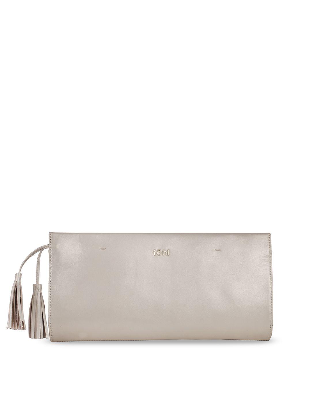 tohl cream-coloured solid clutch