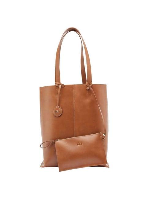 tohl down to earth brown solid medium tote handbag with pouch