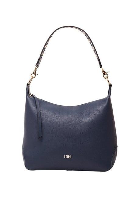 tohl fenchurch navy solid leather baguette shoulder bag