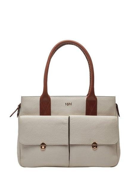 tohl galway ivory white solid leather handbag