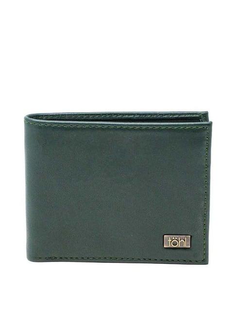 tohl green casual leather bi-fold wallet for men