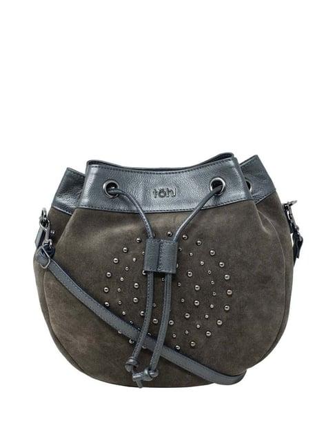 tohl green rivets medium sling handbag