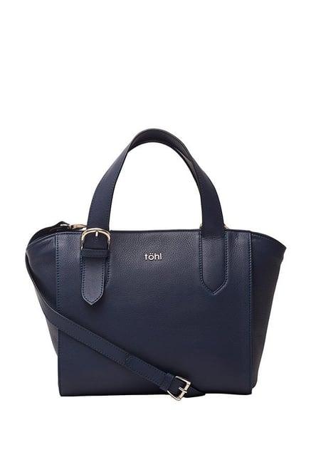 tohl lombard navy solid leather handbag