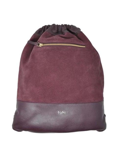 tohl maroon leather medium backpack