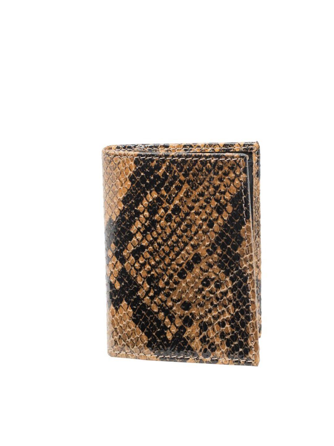 tohl men beige & black printed leather two fold wallet