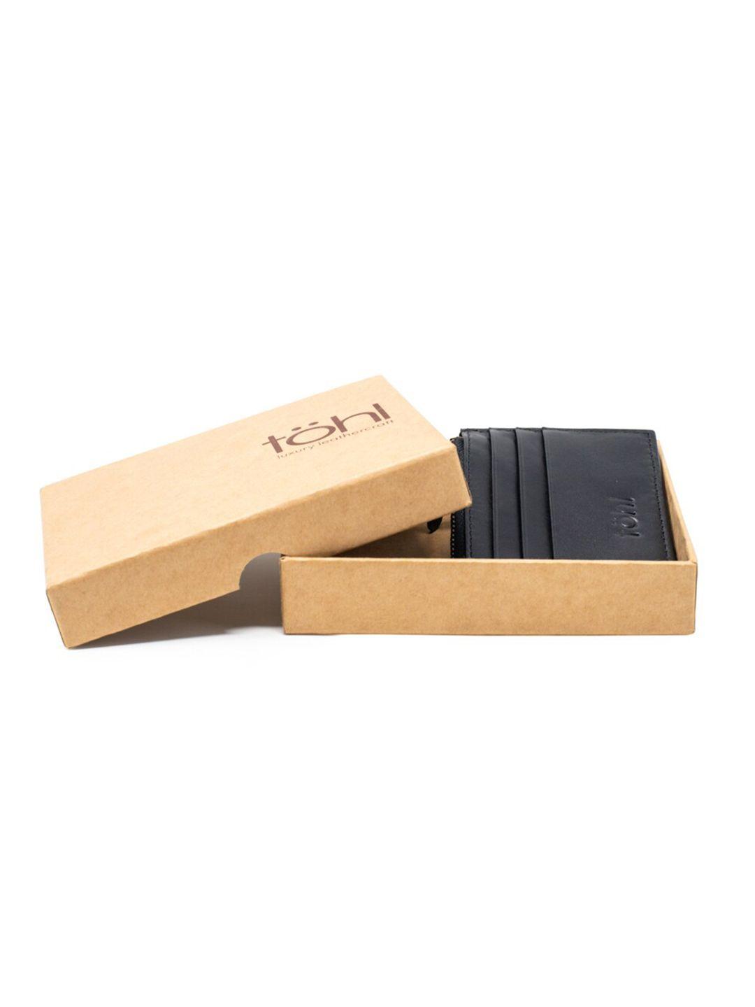 tohl men black leather card holder