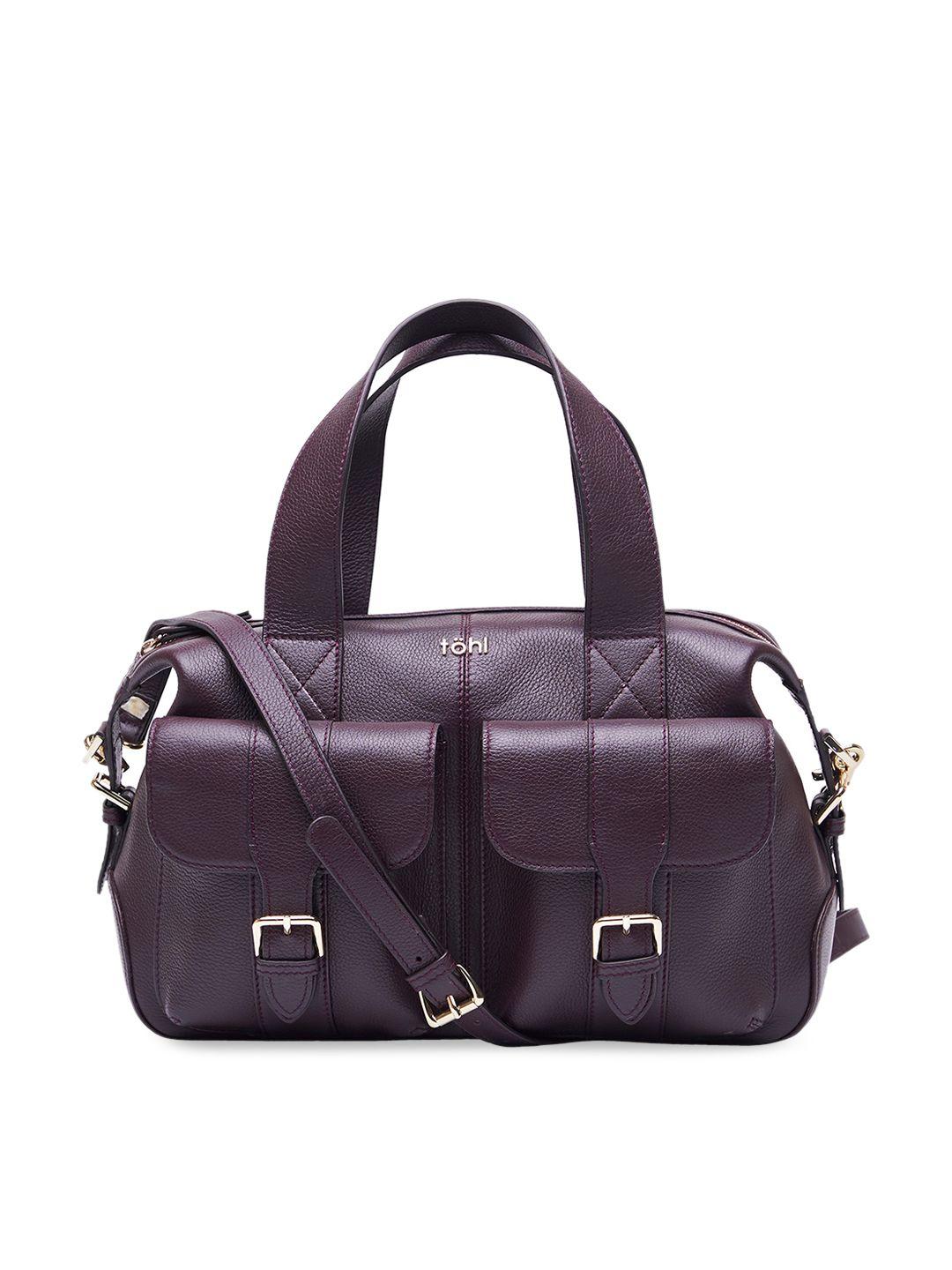 tohl purple solid leather handheld bag