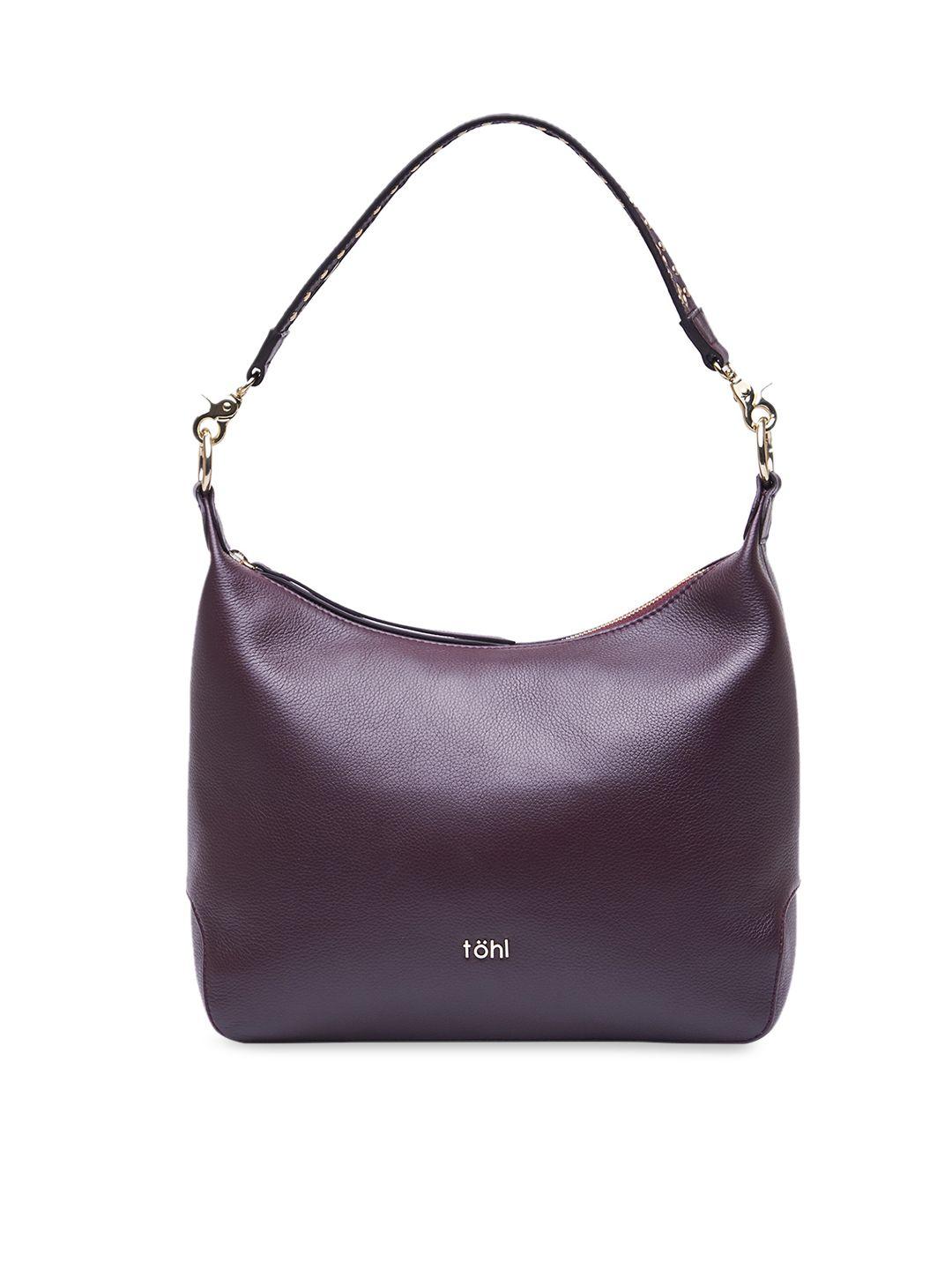 tohl purple solid leather hobo bag