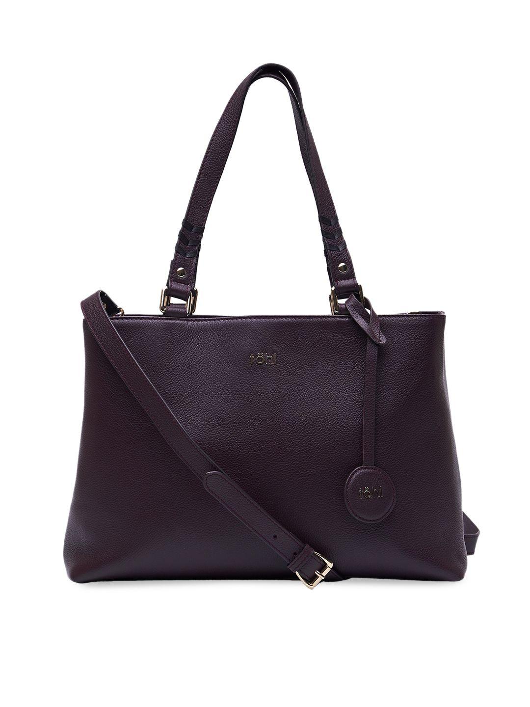 tohl purple solid leather shoulder bag