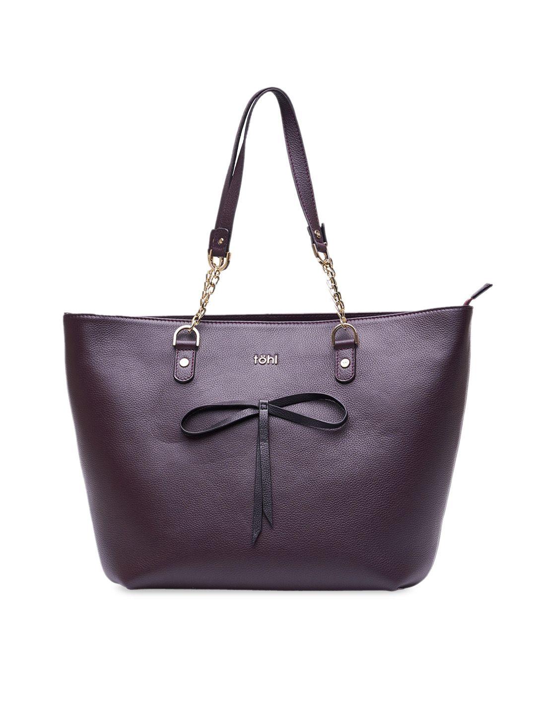 tohl purple solid leather shoulder bag