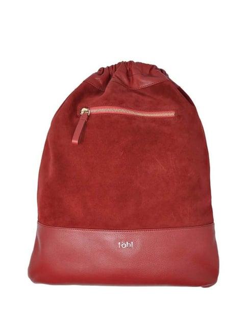 tohl red leather medium backpack