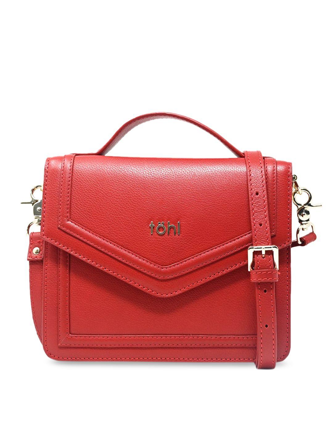 tohl red leather structured satchel