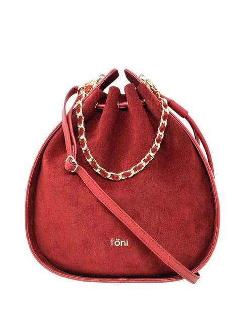 tohl red solid medium sling handbag