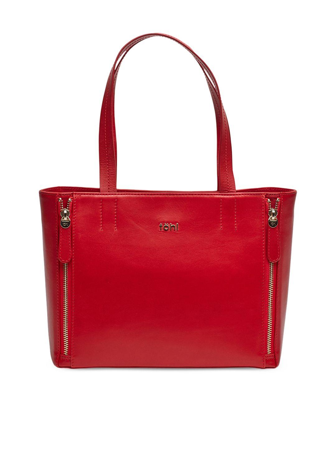 tohl red solid tote bag