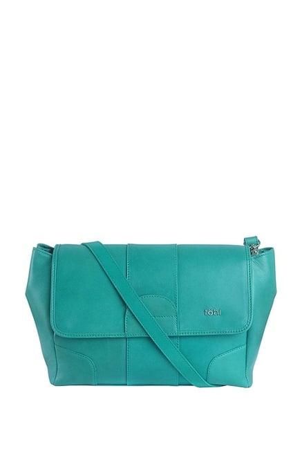 tohl rp 1 joplin turquoise paneled leather flap sling bag