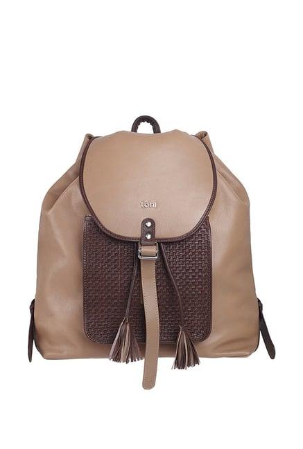 tohl rp1 nayara beige & brown textured leather backpack