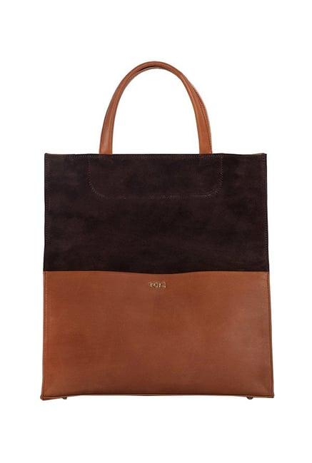 tohl rp1 terry tan & dark brown color block leather handbag