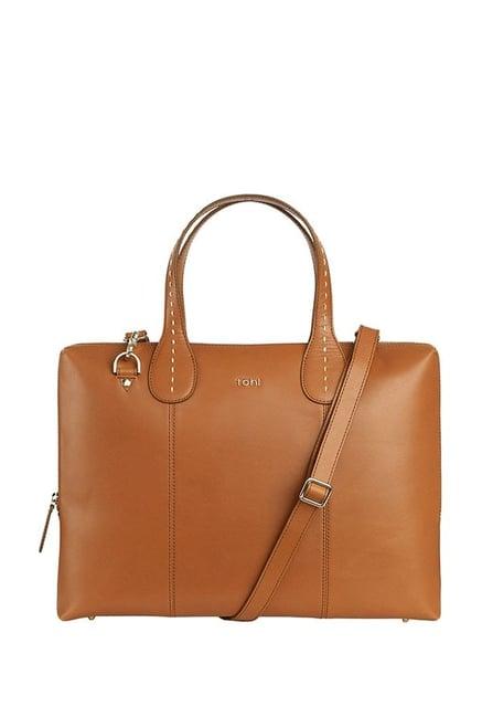 tohl rp1 vesey tan paneled leather laptop handbag