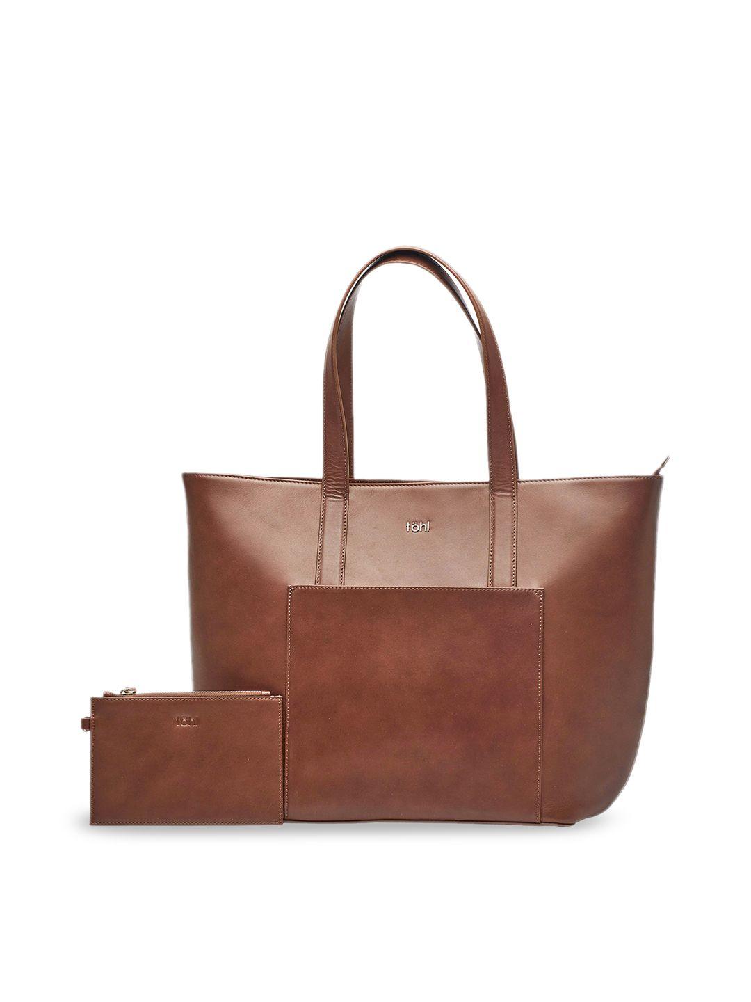 tohl tan brown solid leather shoulder bag