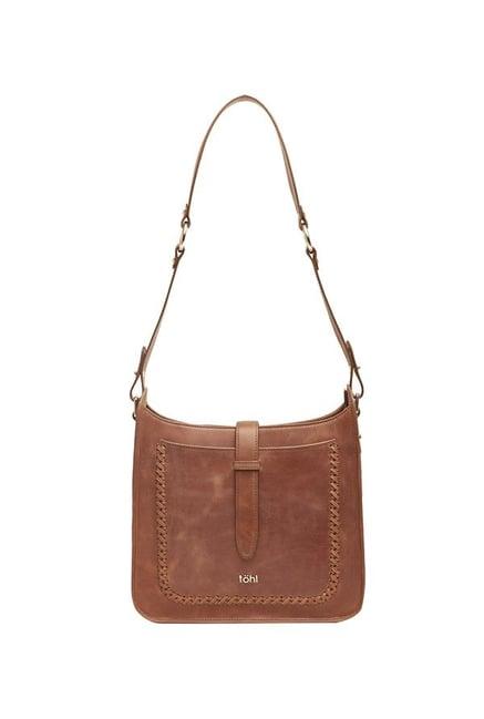 tohl tan distressed pattern leather shoulder bag