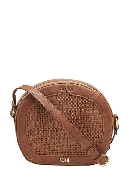 tohl tan interlaced leather sling bag